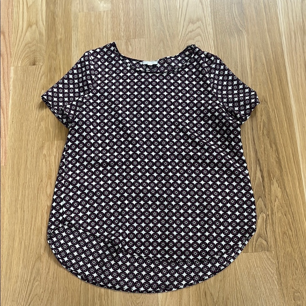 Patterned Purple, Black, And White Women's Top